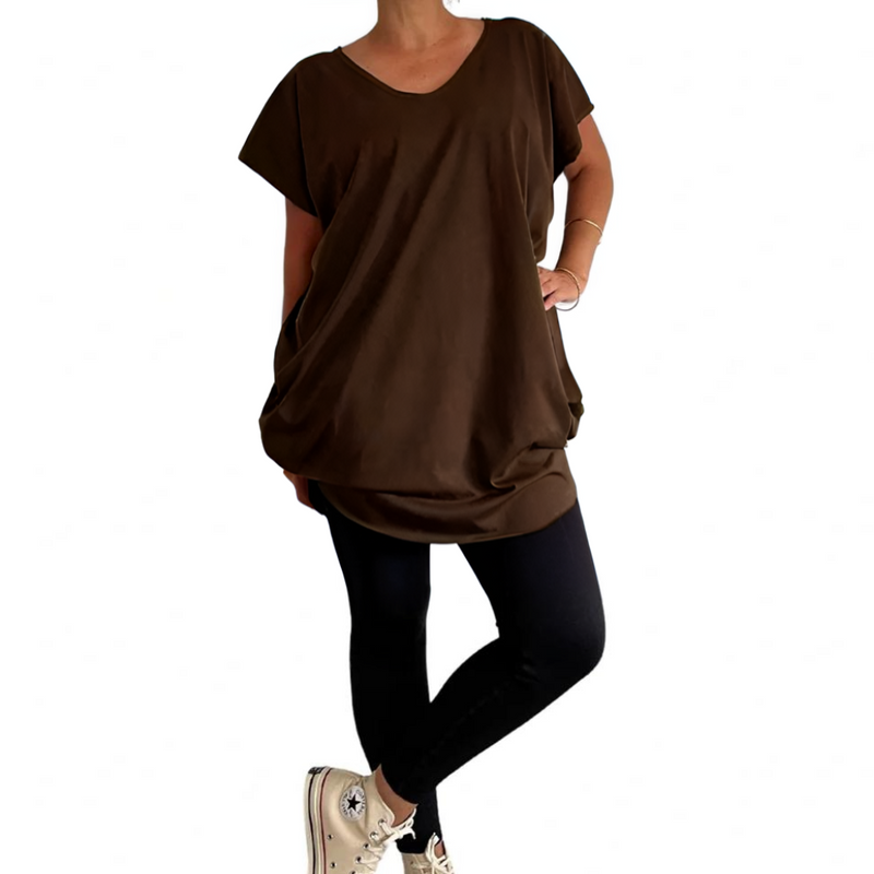 cotton reversible v neck circular tee chocolate brown *photos to come