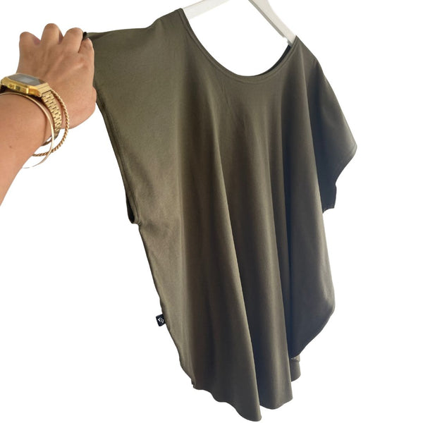 round neck circular tee khaki