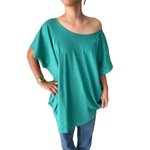 round neck circular tee aquamarine